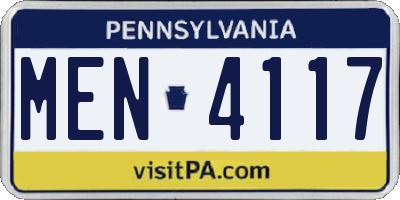 PA license plate MEN4117