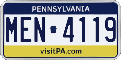 PA license plate MEN4119