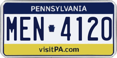 PA license plate MEN4120