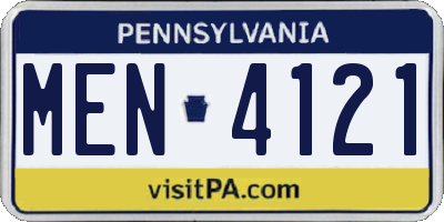 PA license plate MEN4121