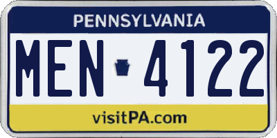 PA license plate MEN4122