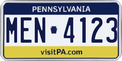 PA license plate MEN4123