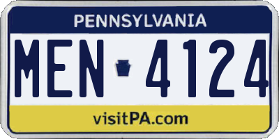PA license plate MEN4124