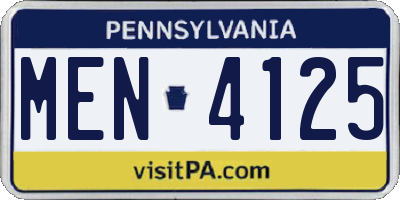 PA license plate MEN4125
