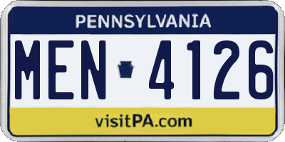 PA license plate MEN4126