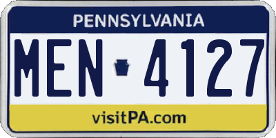 PA license plate MEN4127