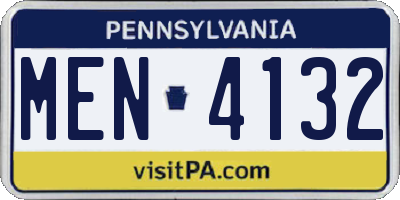 PA license plate MEN4132