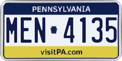 PA license plate MEN4135