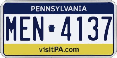 PA license plate MEN4137