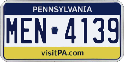 PA license plate MEN4139