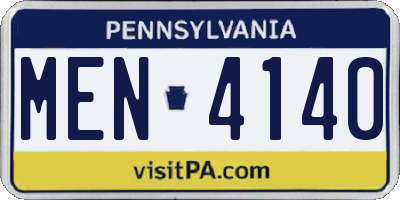 PA license plate MEN4140