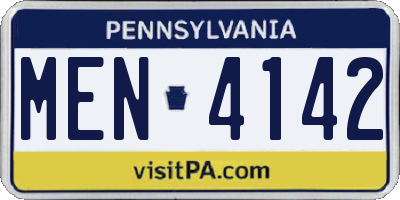 PA license plate MEN4142