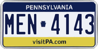 PA license plate MEN4143