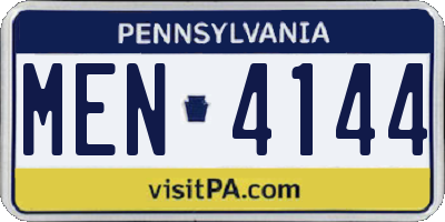 PA license plate MEN4144