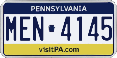 PA license plate MEN4145