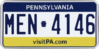 PA license plate MEN4146