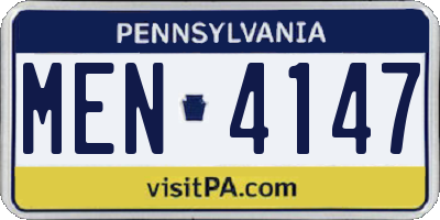 PA license plate MEN4147
