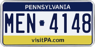 PA license plate MEN4148
