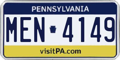 PA license plate MEN4149