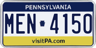 PA license plate MEN4150