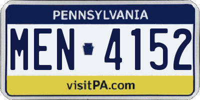 PA license plate MEN4152
