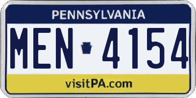 PA license plate MEN4154