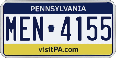 PA license plate MEN4155