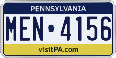 PA license plate MEN4156