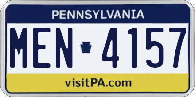 PA license plate MEN4157