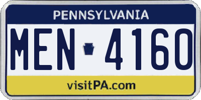 PA license plate MEN4160