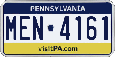 PA license plate MEN4161