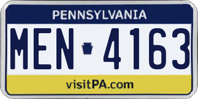 PA license plate MEN4163