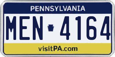 PA license plate MEN4164