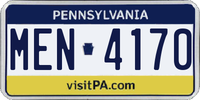 PA license plate MEN4170