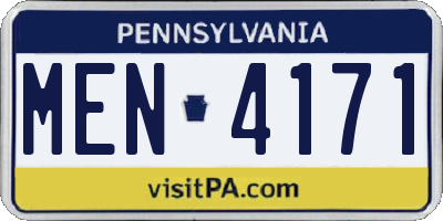 PA license plate MEN4171