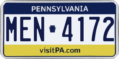 PA license plate MEN4172