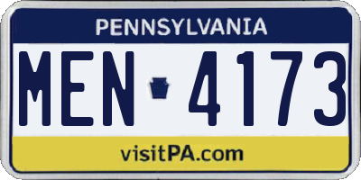 PA license plate MEN4173