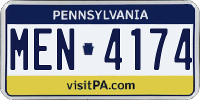 PA license plate MEN4174