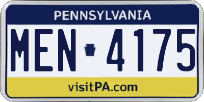 PA license plate MEN4175