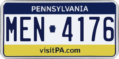 PA license plate MEN4176