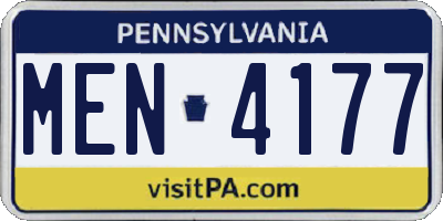 PA license plate MEN4177