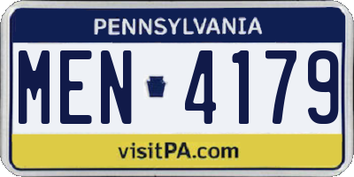 PA license plate MEN4179