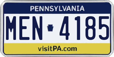 PA license plate MEN4185