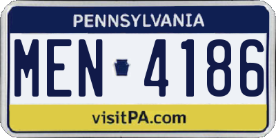 PA license plate MEN4186
