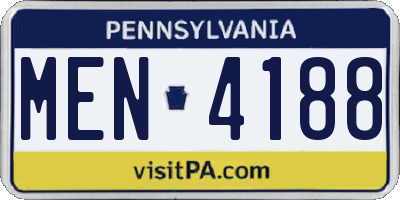 PA license plate MEN4188
