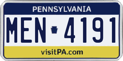 PA license plate MEN4191