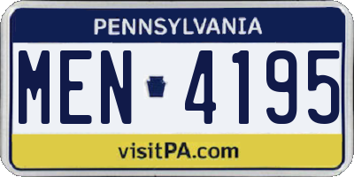 PA license plate MEN4195