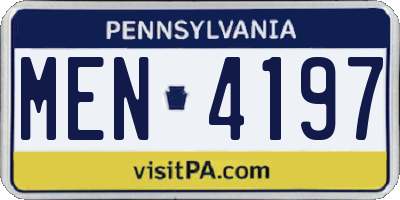 PA license plate MEN4197