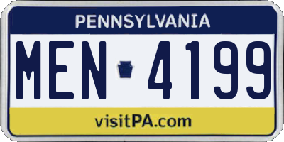 PA license plate MEN4199