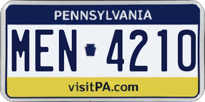 PA license plate MEN4210
